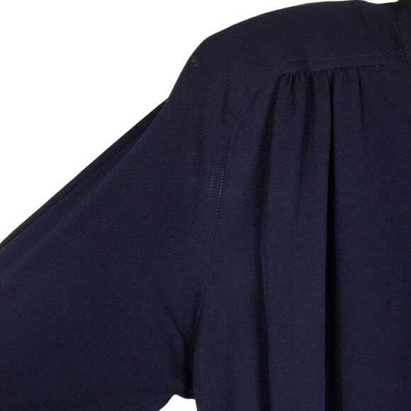 Vintage Rouie Long Sleeve Shirt Dress Button Front Navy Pockets Career Size 8 - Picture 4 of 16